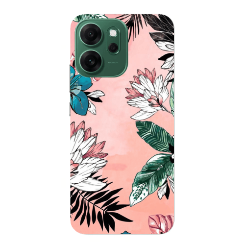 Oppo 14 F Tropical flowers Transparent Silicone TPU Θήκη